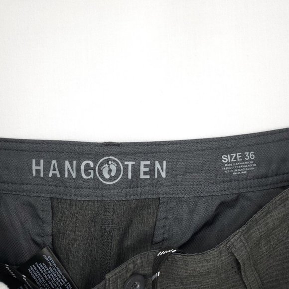 Hang Ten Boardshorts Men 36x10 Gray Drawstring Stretch Lightweight Hybrid Walk - Picture 2 of 7